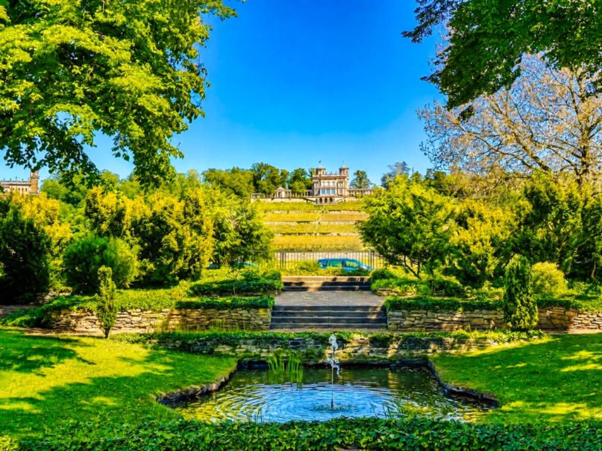 Garten mit Blick auf die Elbschl&ouml;sser